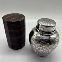 昭和レトロ☆銀川堂 いぶし銀 黄銅製 茶筒（茶入） - メルカリ