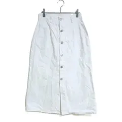 GU ロングスカート L ホワイト コットン 前ボタンデザイン おでかけ