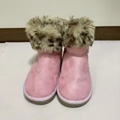 20cm ムートンブーツ ピンク スエード風 ボア ファー