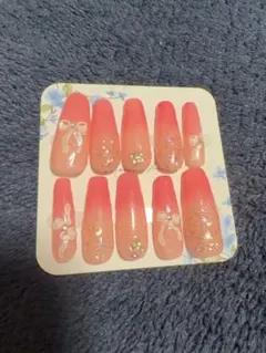 ピンク系グラデーションネイルチップ10個セット