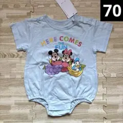 ディズニー　ミッキー　ミニー　半袖　ロンパース　70