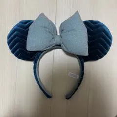 Disney カチューシャ ブルー系 ベロア 青　水色　ラメ 高級感　ディズニー