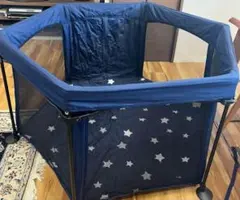 日本育児ネイビーブルー 星柄 ベビーサークル