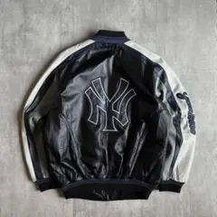 【90s vintage】オールレザー　スタジャン　ニューヨークヤンキース　本革