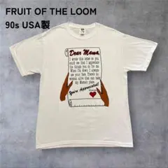 【1335】90sUSA製FRUITOFTHELOOMプリントTシャツ半袖白M