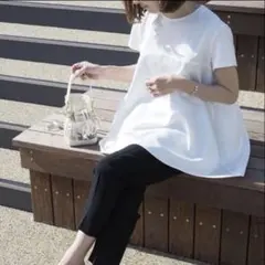 yori ヨリ ヘムフレア トリコット カットソー バックリボン - メルカリ