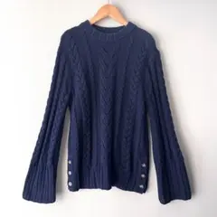 POLO RALPH LAUREN ケーブルニット　ネイビー　サイドボタン