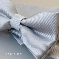 蝶ネクタイ チーフ セット / シルバー メンズ タキシード 前撮り 挙式