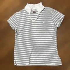 Le Coq Sportif ストライプ Vネックポロシャツ
