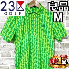 【早い者勝ち✨】23区ゴルフ メンズ 半袖 ポロシャツ M 総柄 グリーン系