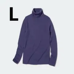 ユニクロ メリノリブタートルネック パープル