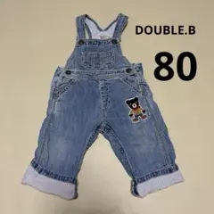 ミキハウス Double.B ダブルビー デニム オーバーオール 80 9黒くまのサムネイル