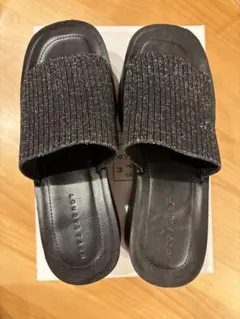 ローリーズファーム カンドウフィット ニットサンダル ブラック ラメ 厚底