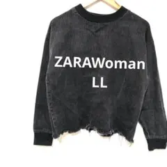 ZARAWomanダークグレー 無地 トレーナーバックフリルスタイルL