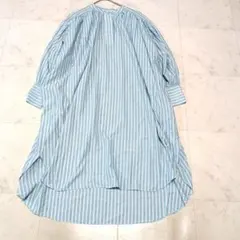 ear PAPILLONNER ストライプ バンドカラー 長袖 シャツワンピースのサムネイル