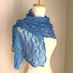 G3973*春☆大判☆カシミヤ100%☆レース☆ストール☆ライトブルー☆ショール G3973*春☆大判☆カシミヤ100%☆レース☆ストール☆ライトブルー