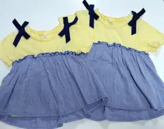 【アプレレクール】肩リボン 半袖トップス 100cm 120cm 姉妹お揃い