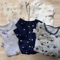 ベージュ動物柄ロンパース60〜70センチセット　まとめ売り