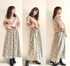 しまむら 花柄ロングスカート LL XL