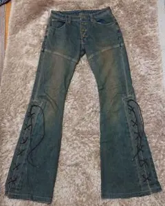 00s Y2K トルネードマート レースアップ フレア パンツ L ブラウン