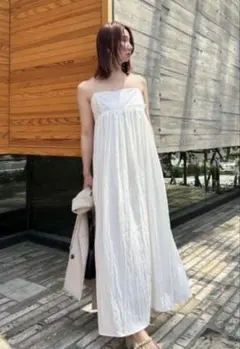 FRAY I.D ギャザーボリュームキャミワンピース　ホワイト