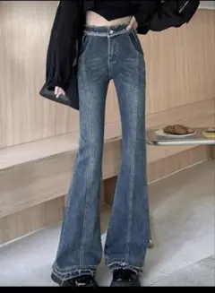 shein フレアデニム　ダメージ