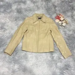 INDIVI インディヴィ（M）長袖 レザージャケット ブルゾン 牛革 シンプルのサムネイル