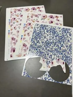 新品A3サイズ花柄1枚、使いかけポーセラーツ転写紙