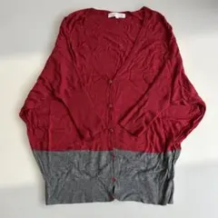 grove 赤・グレー カーディガン Mサイズ
