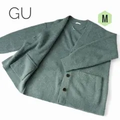 【美品】GU　カーディガン　グリーン　M　ゆるシルエット　ニット　羽織り