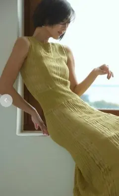 FRAY I.D レース編みウエストリブドレス