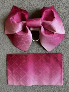 和装 浴衣 結び帯セット　ピンク グラデーション