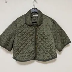 【即購入可！】女性服　オリーブ キルティングジャケット 半袖　秋冬