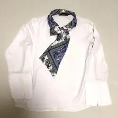 ZARA スカーフタイ ドッキングブラウス ペイズリー柄 ホワイト Sのサムネイル