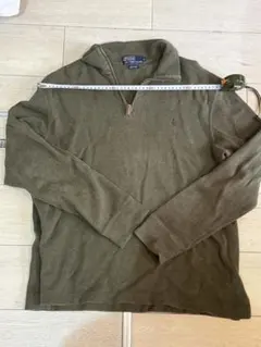 【希少LLサイズ】ポロラルフローレン ハーフジップ ニット コットン オリーブ