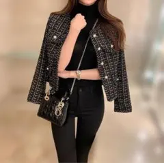 ツイード ジャケット 高級感 卒業式 卒園式 黒 高見え 入園式 フォーマル