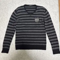 BURBERRY BLACK LABEL Vネックニット サイズ2 ボーダー