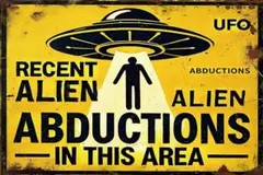 新品 エイリアン UFO 注意看板 ブリキ看板 横型 インテリア 雑貨