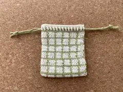 グラフチェック柄巾着　ハンドメイド
