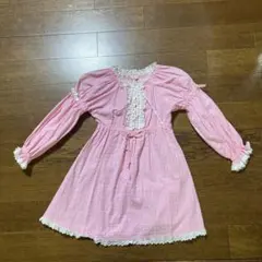 メゾピアノ　ピンク長袖ワンピース　120cm