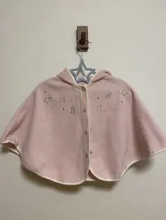 familiar ベビーポンチョ フード付き ピンク