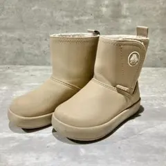 crocs(C10)ブーツ/ベージュ/キッズ/子供用/ファー内側/防寒/秋冬