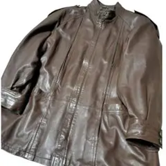 【ビンテージ】 レザー ミリタリー風 ジャケット イタリア製 Lサイズ