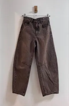 GU ジーユー バレルレッグジーンズ デニム パンツ M ブラウン