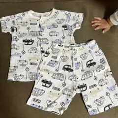 車プリント ベビーパジャマセット 90cm