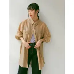 Ungrid アングリッド　シアーミドル丈シャツ　ベージュ