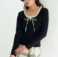 snidel フリルドッキングニットプルオーバー　ブラック