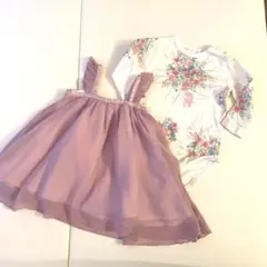 ⭐︎美品⭐︎Hakka Baby フラワープリントロンパース&ドレスセット