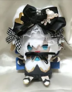 【ぬい服 】K-18 にじぱぺっと ふわふわねこ耳ブラックリボン ヘッドドレス