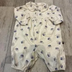 ベビー長袖ロンパース　花柄襟付き女の子50-60cm